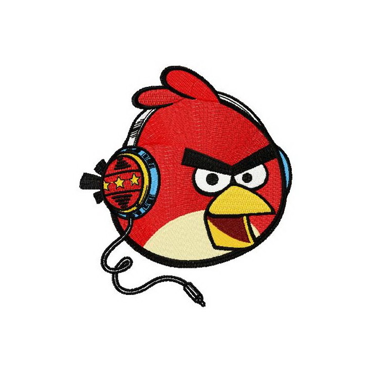 Angry bird music fan embroidery design - Embroidery Design