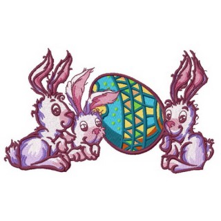 Easter bunnies embroidery design - Embroidery Design