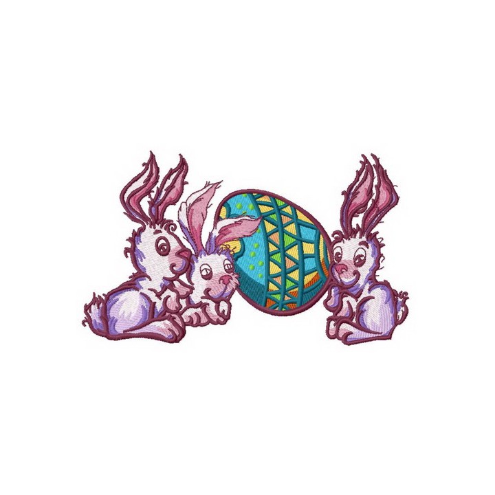 Easter bunnies embroidery design - Embroidery Design