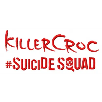 Embroidery design preview of Killer Croc from Suicide Squad, showcasing intricate stitching patterns for creative projects.