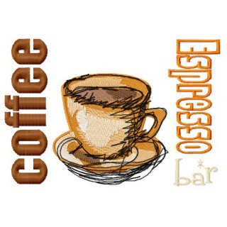 Espresso coffee embroidery design - Embroidery Design