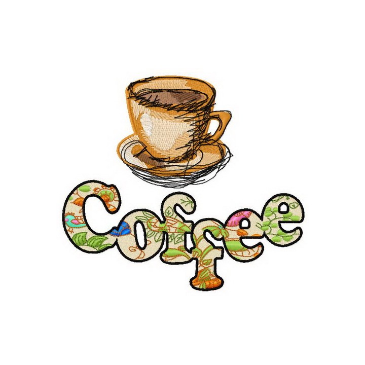 Coffee cup 5 embroidery design - Embroidery Design
