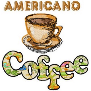 Americano coffee embroidery design - Embroidery Design