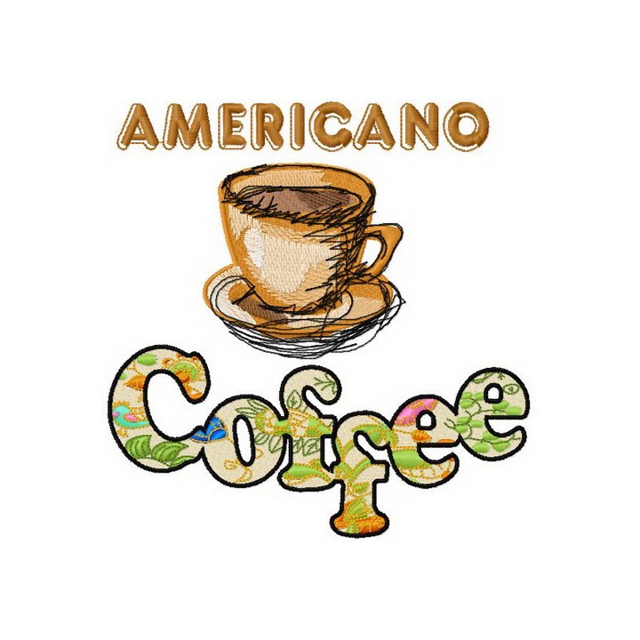 Americano coffee embroidery design - Embroidery Design