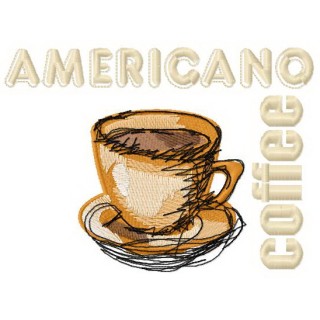 Americano coffee 2 embroidery design - Embroidery Design