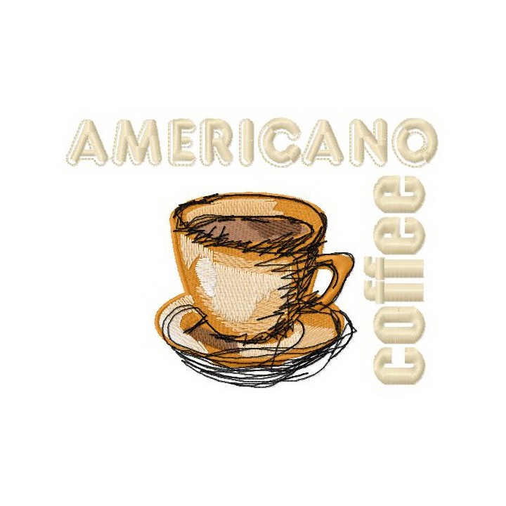 Americano coffee 2 embroidery design - Embroidery Design