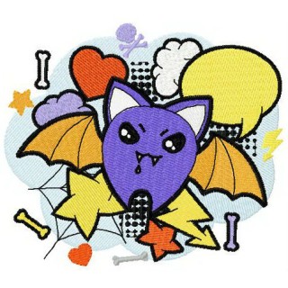 Cute bat embroidery design - Embroidery Design