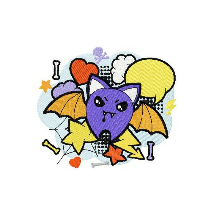 Cute bat embroidery design - Embroidery Design