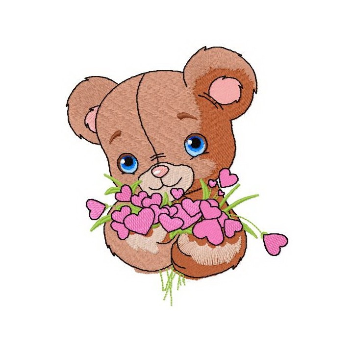 Shy teddy bear 3 embroidery design - Embroidery Design