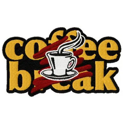 Coffee break 3 embroidery design showcasing a fun coffee-themed stitched motif for t-shirts and tote bags.