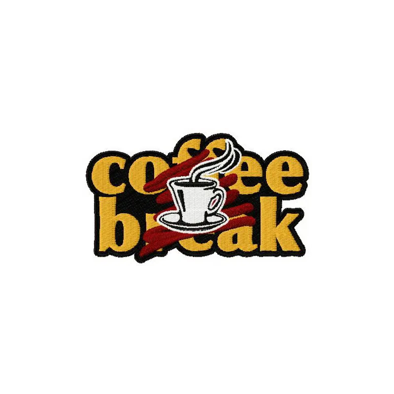 Coffee break 3 embroidery design showcasing a fun coffee-themed stitched motif for t-shirts and tote bags.