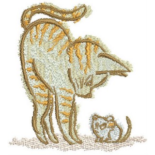 Hunting cat embroidery design - Embroidery Design