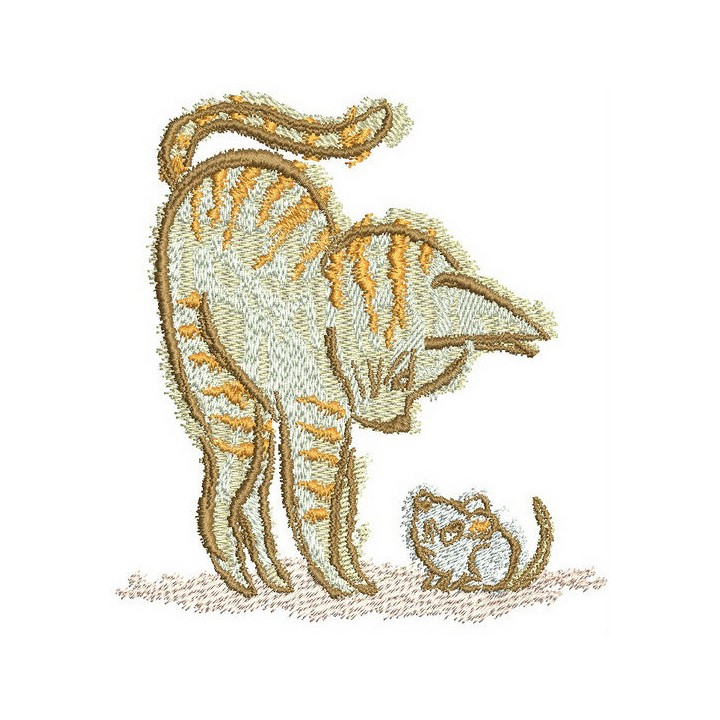 Hunting cat embroidery design - Embroidery Design