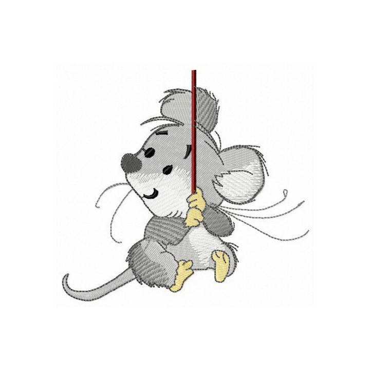 Mouse holding stick embroidery design - Embroidery Design