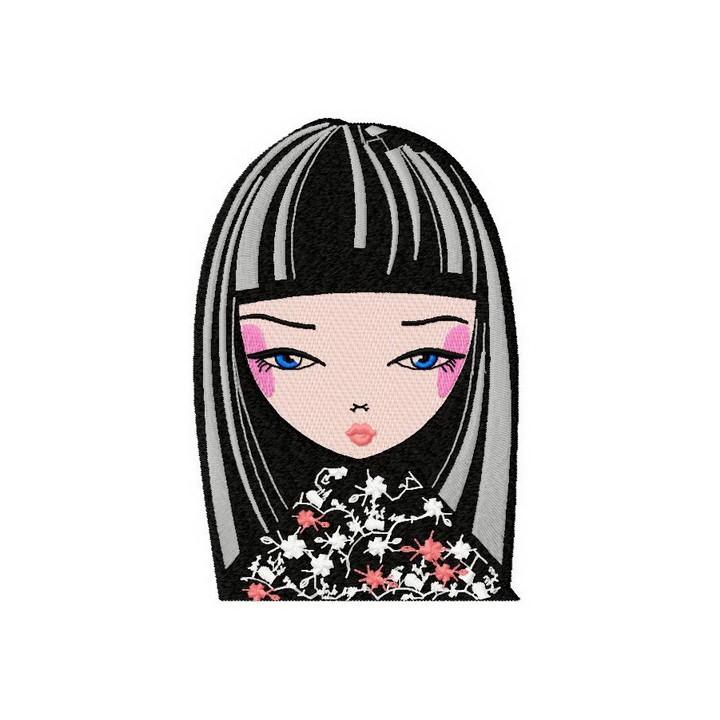 Japanese girl 5 embroidery design - Embroidery Design