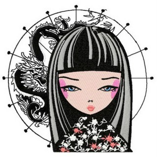 Japanese girl 4 embroidery design - Embroidery Design