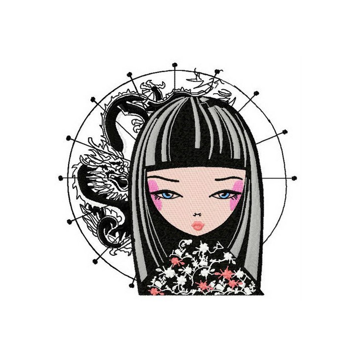 Japanese girl 4 embroidery design - Embroidery Design