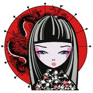 Japanese girl 3 embroidery design - Embroidery Design
