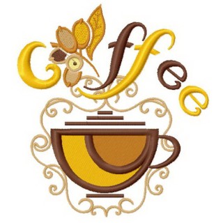 Coffee cup 2 embroidery design - Embroidery Design