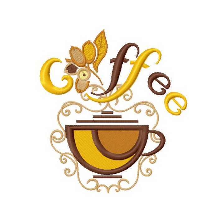 Coffee cup 2 embroidery design - Embroidery Design