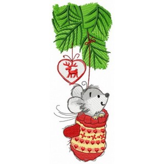 Christmas mouse embroidery design - Embroidery Design