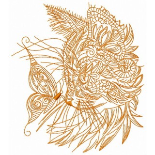 Curious mosaic cat 3 embroidery design - Embroidery Design