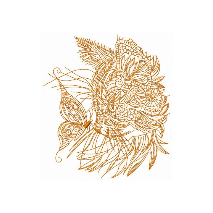 Curious mosaic cat 3 embroidery design - Embroidery Design