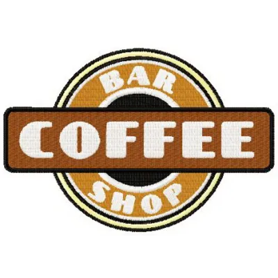 Bar coffee shop embroidery design featuring intricate coffee-themed motifs for creative stitching projects.