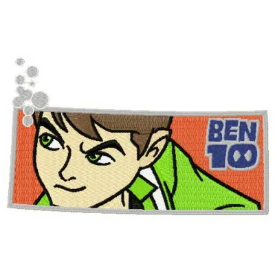 Ben 10 badge embroidery design showcasing a vibrant and playful motif for creative stitching projects.