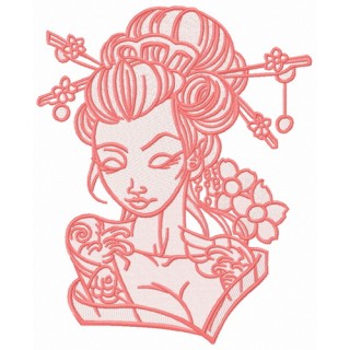 Shy geisha 6 embroidery design - Embroidery Design
