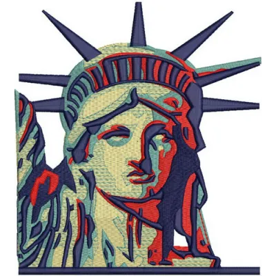 Statue of Liberty 2 embroidery design featuring a detailed representation for Independence Day projects.