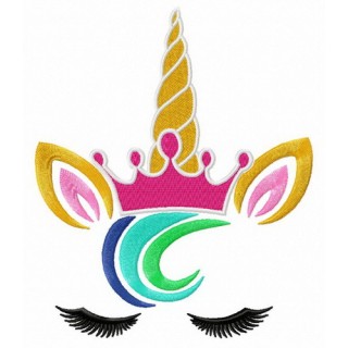 Unicorn princess with rainbow forelock embroidery design - Embroidery Design