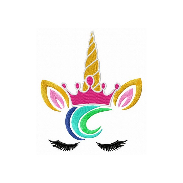 Unicorn princess with rainbow forelock embroidery design - Embroidery Design