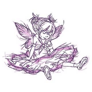 Girl fairy tired after dancing embroidery design - Embroidery Design