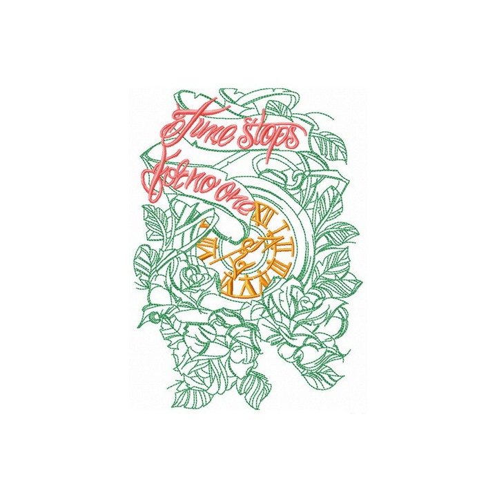 Time stops for no one phrase embroidery design - Embroidery Design