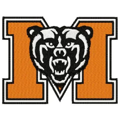 Mercer Bears logo embroidery design showcased on a t-shirt, ideal for college sports fans and enthusiasts.