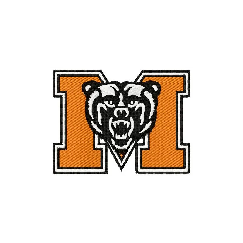 Mercer Bears logo embroidery design showcased on a t-shirt, ideal for college sports fans and enthusiasts.