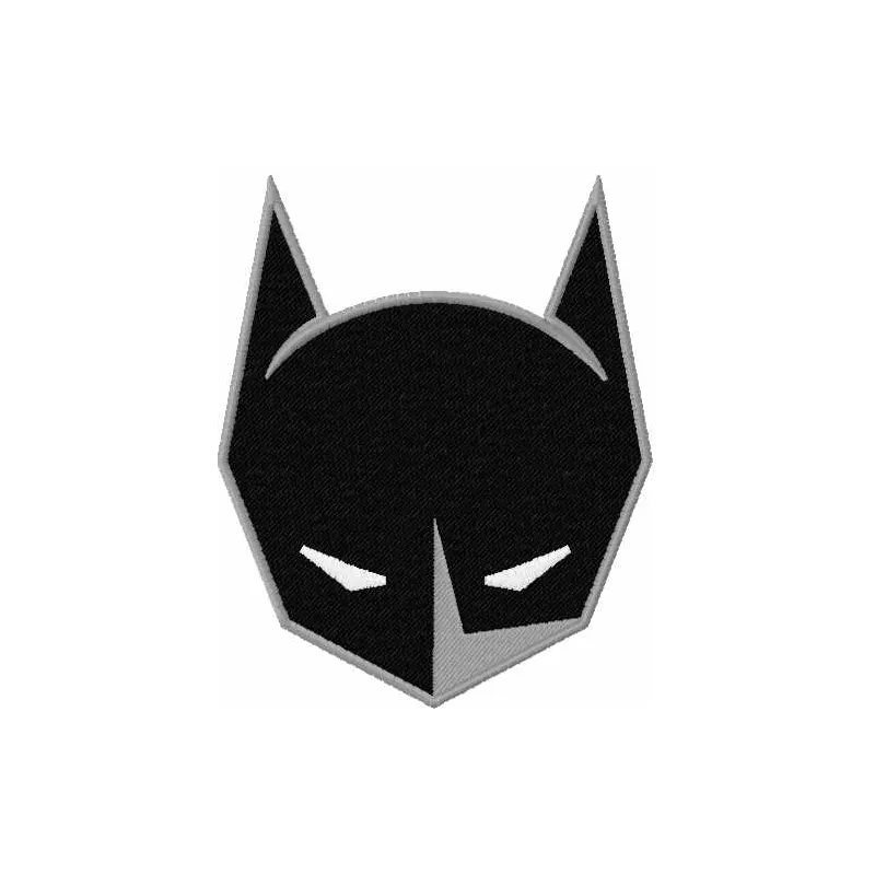 Preview of Batman helmet sign embroidery design, showcasing intricate stitching details for creative projects.