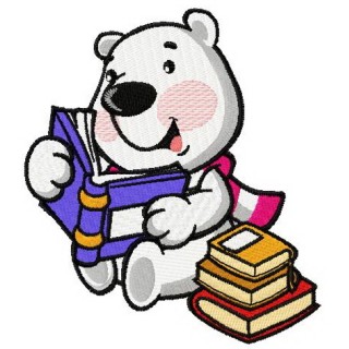 Bear reading fairy tales embroidery design - Embroidery Design