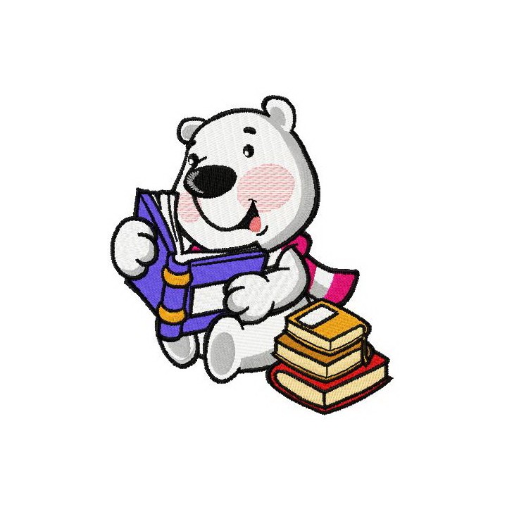 Bear reading fairy tales embroidery design - Embroidery Design