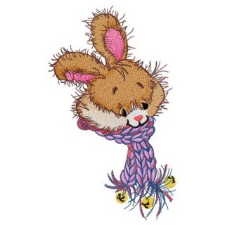 Bunny's scarf in Christmas style embroidery design - Embroidery Design