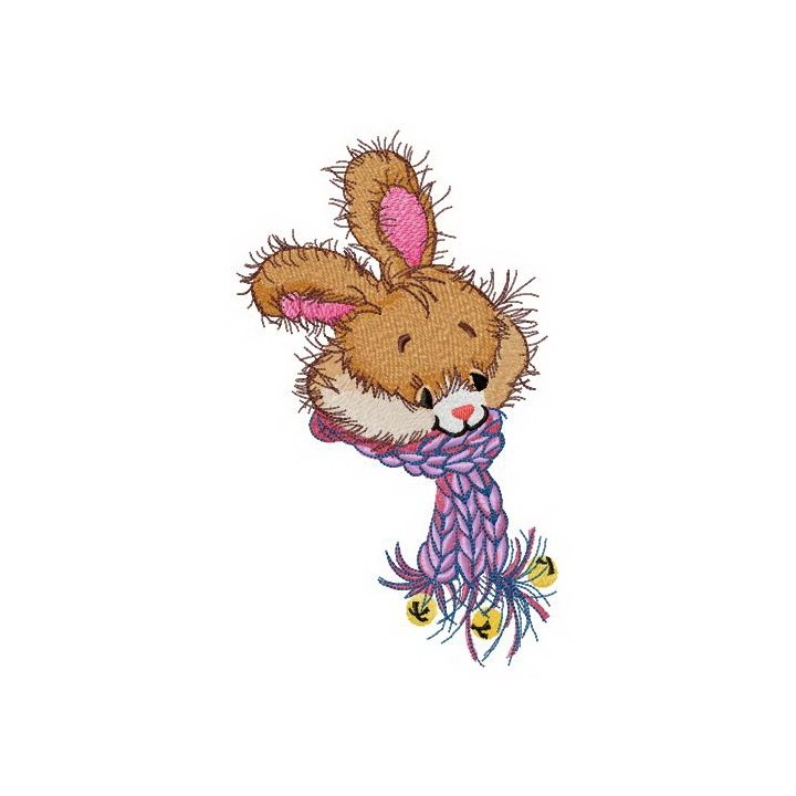 Bunny's scarf in Christmas style embroidery design - Embroidery Design
