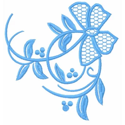 Butterfly flower embroidery design showcasing delicate stitching patterns for FSL and decorative projects.