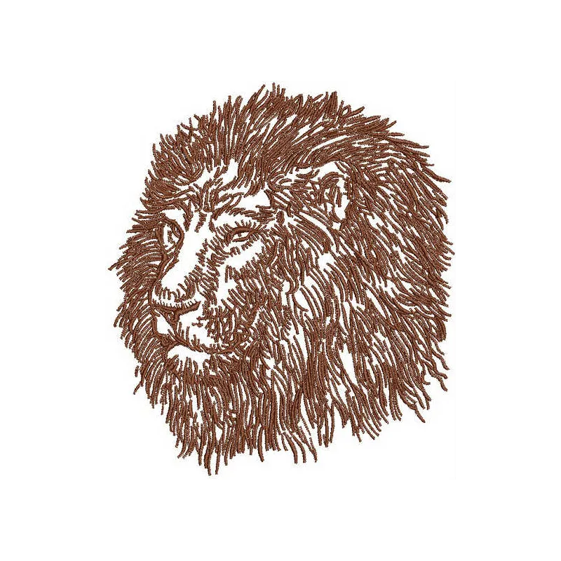 Lion embroidery design featuring a majestic lion motif, ideal for embellishing apparel and home decor items.
