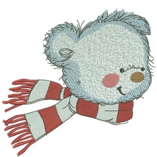 Bear in a warm striped scarf 6 embroidery design - Embroidery Design