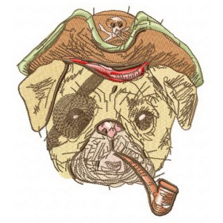 Pirate pug-dog 3 embroidery design - Embroidery Design