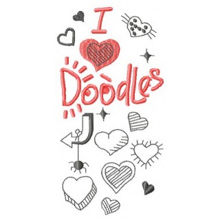 I love Doodles 4 embroidery design - Embroidery Design