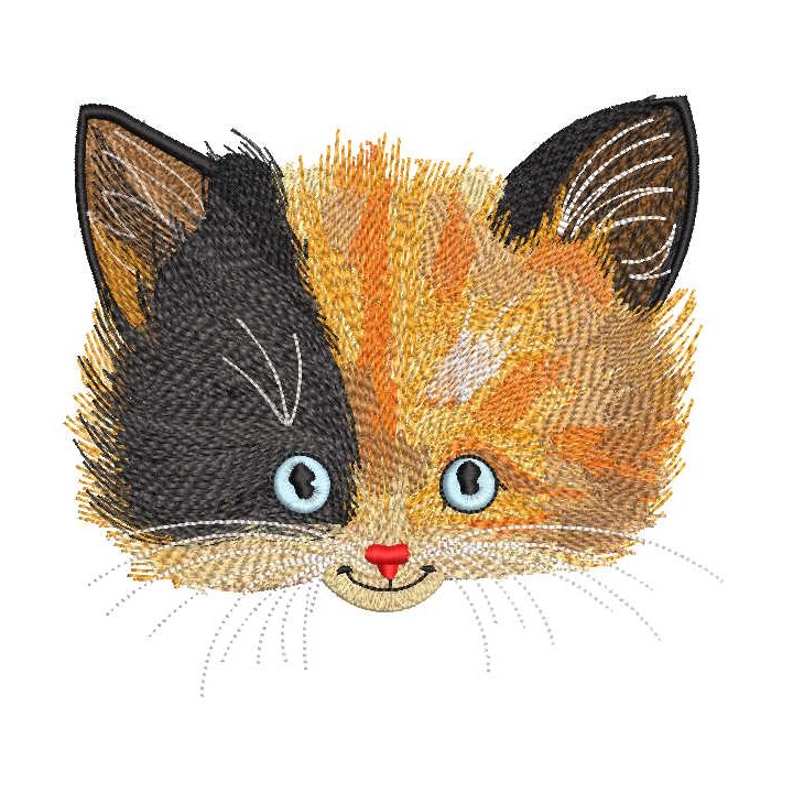 Muzzle multicolored cat embroidery design - Embroidery Design