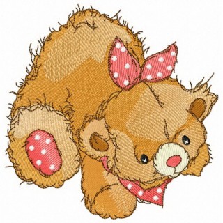 Teddy bear with polka dot bib embroidery design - Embroidery Design