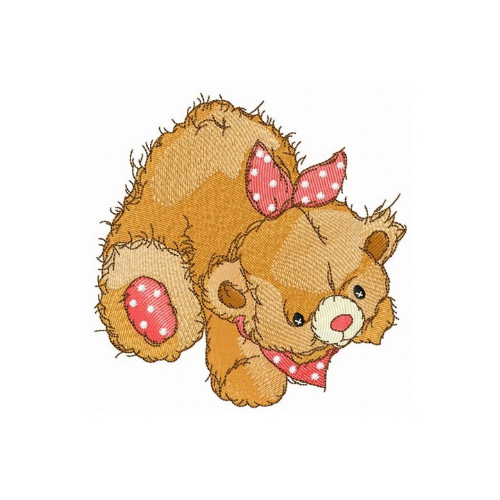 Teddy bear with polka dot bib embroidery design - Embroidery Design